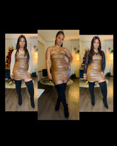 Faux Leather Halter Dress