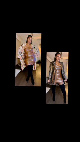 Faux Leather Halter Dress